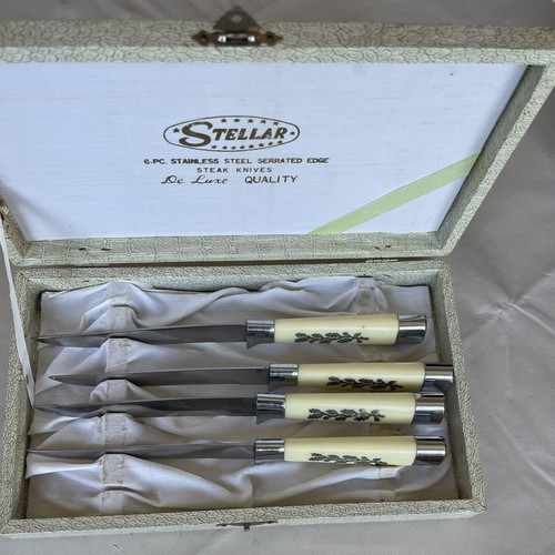 Stellar mid century knife set 4 pieces stainless steel serrated edge used