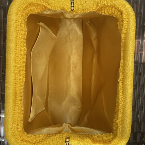 Handmade bag with hard frame yellow, new