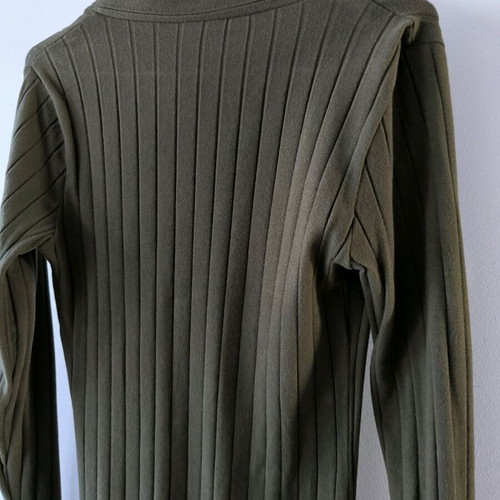 Rib long-sleeve dress Zara new khaki with gold buttons