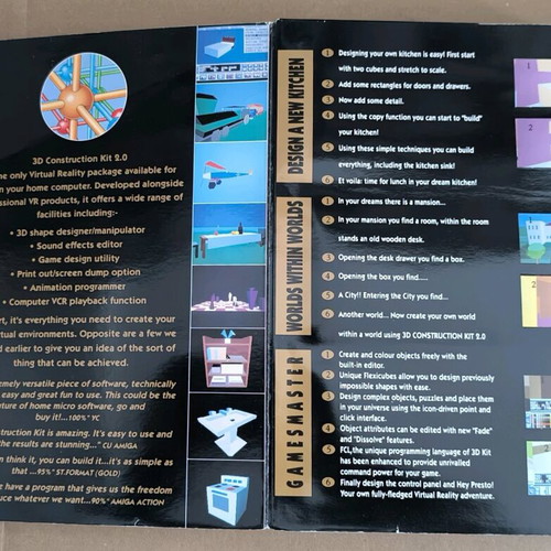 3D Construction Kit 2.0 like new, PC Disks 3.5" and VHS Cassette