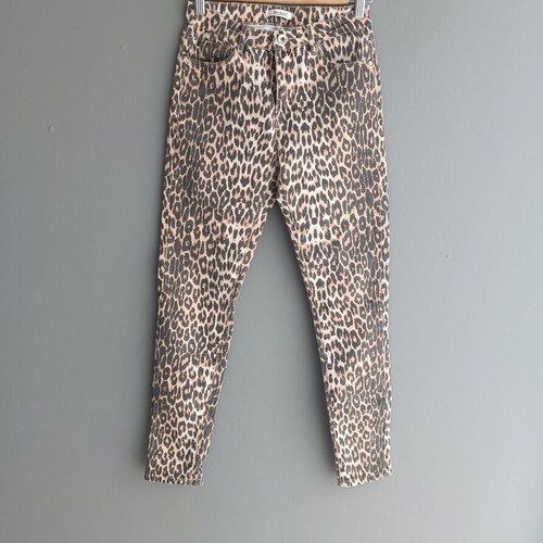 Nina Carter leopard denim pants, size M / 38