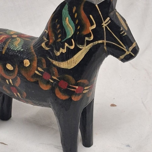 Dala Wooden Horse Handcrafted Scandinavian Folk Art