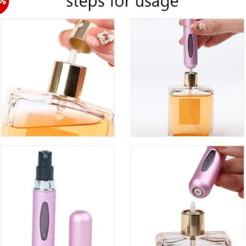 Refillable travel perfume bottle, metallic silver, 5ml