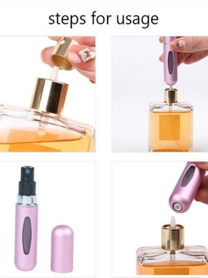 Refillable travel perfume bottle, metallic silver, 5ml