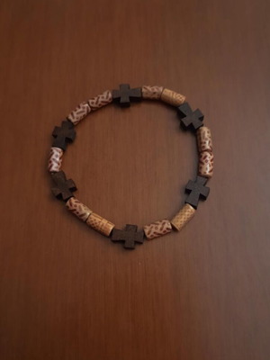 Wooden bracelet with crosses new, brown
