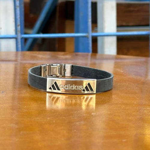 Adidas men's bracelet stainless steel and black rubber used