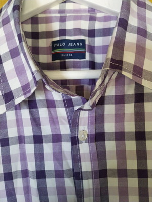 Italo Jeans мъжка каре риза XL като нова, черно и лилаво