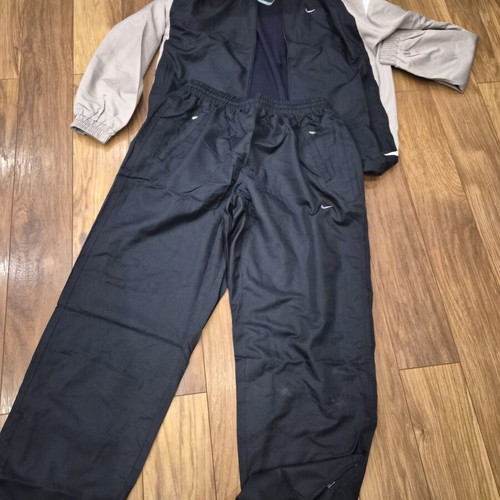 Nike vintage tracksuit set 00s, size M, dark blue with beige grey