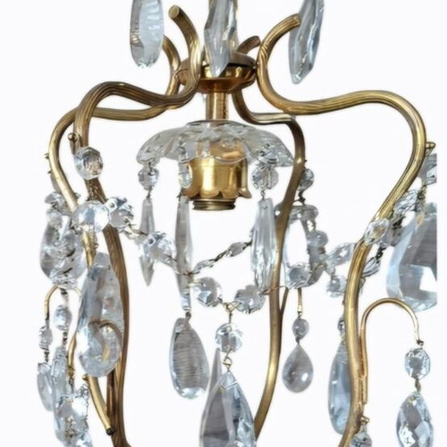 French brass chandelier used with crystals