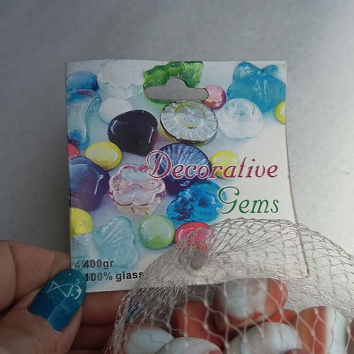 Decorative glass gems new, 400g, pebble imitation