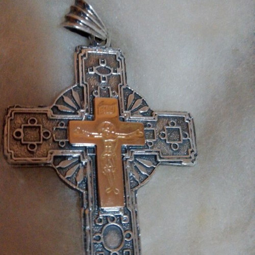 Silver-gold cross 950 and 585 handmade from Mount Athos, like new