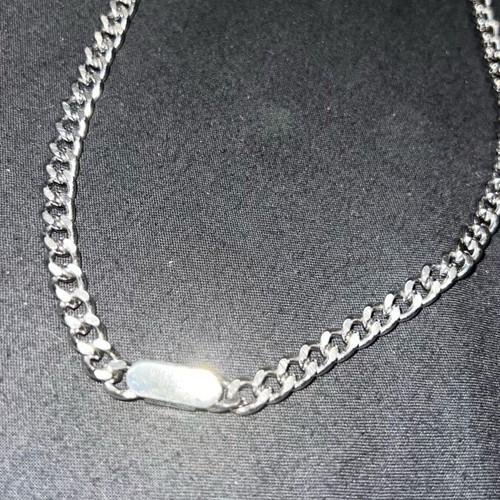 Steel necklace chain new, silver with identity plate and engraving option