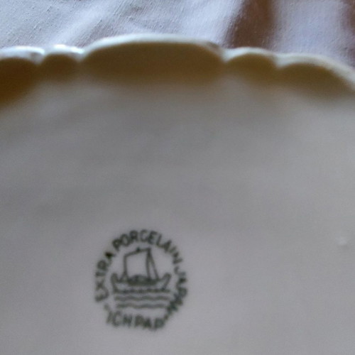 Vintage porcelain fondantière with handmade painting used