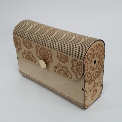 Handmade wooden bag with strap and customizable engraving