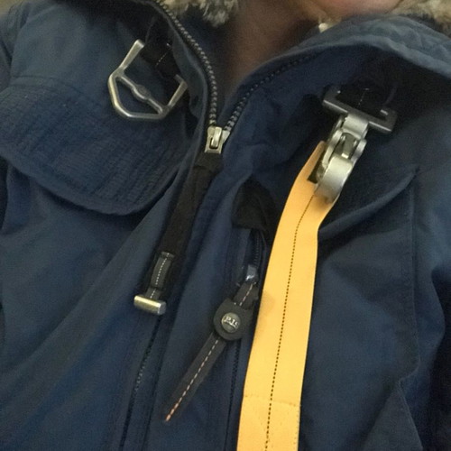 Parajumpers jacket used medium blue with detachable fur hood