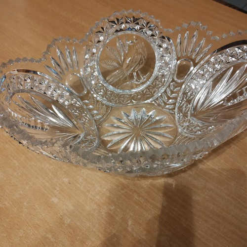 Crystal vintage decorative elongated bowl like new