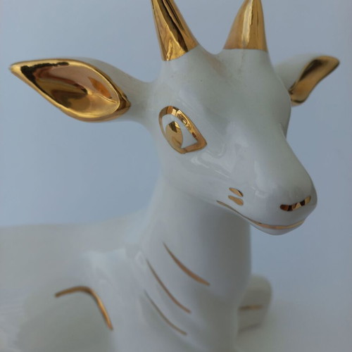 Vintage porcelain decorative deer - goat like new, large