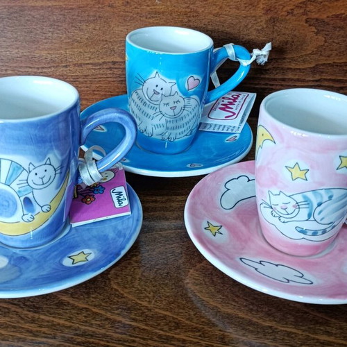 Espresso cups set of 6 Mila with cats new