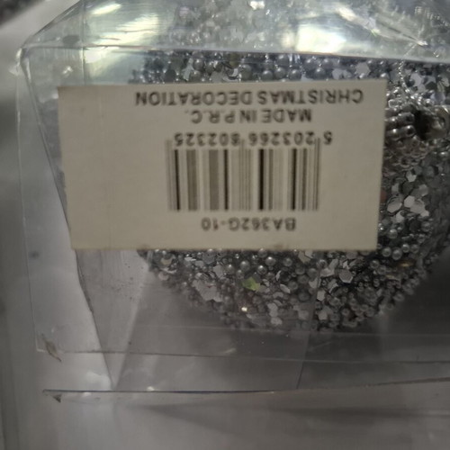 Set of 18 Silver Glitter Christmas Balls (8cm & 10cm)