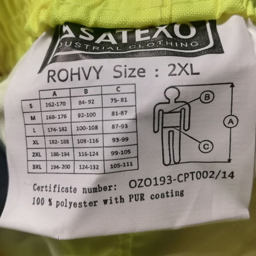 Satexo workwear set new, waterproof with reflective stripes, size 2XL