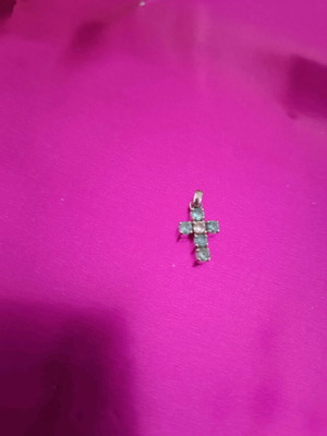 Silver cross pendant 925 with white and blue zirconia new
