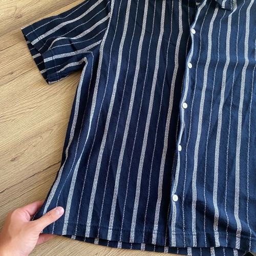 Zara men's blue striped short-sleeve shirt, medium