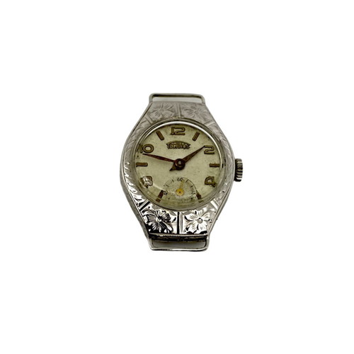 Technos vintage 18k mechanical watch with handmade engraving