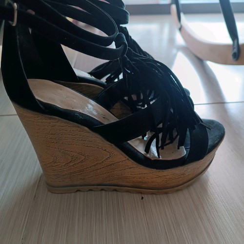 Sante black platform shoes used no37 boho suede