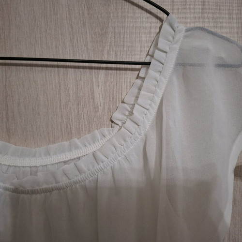 Celestino semi-transparent top with ruffles like new, white, size M