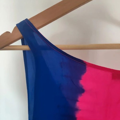 Sandro silk blouse pink and blue size S new