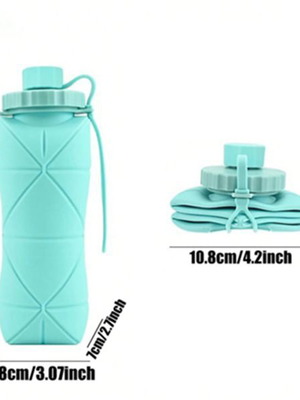 Collapsible Silicone Water Bottle turquoise 600 ml new