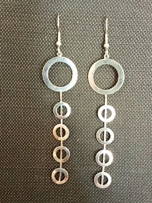 Silver long dangle earrings like new