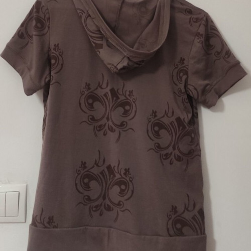 Summer cardigan brown with hood cotton like new, Small-Medium