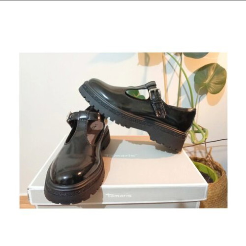 Tamaris Mary Jane style shoes, black patent leather, size 40