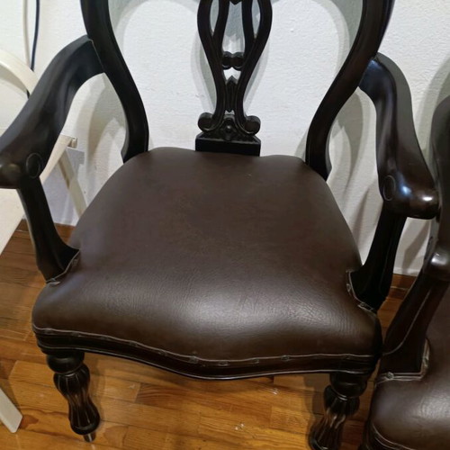 Wooden chairs with leather like new, set of 2