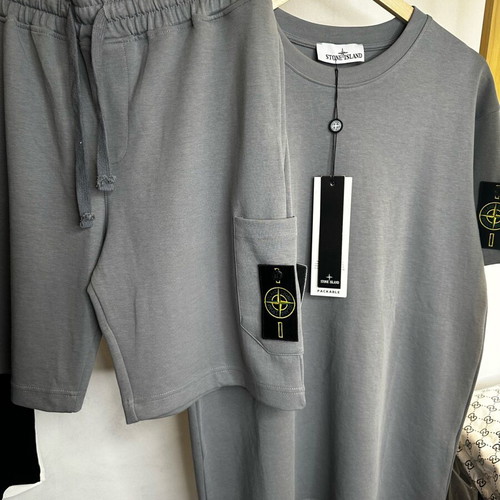 Stone Island T-shirt and Shorts Set new, grey