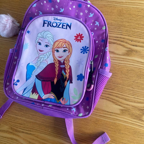 Disney Frozen backpack used with fur keychain, purple multicolor