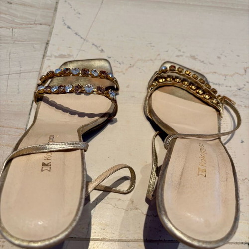 Kalogirou gold sandals with crystals like new, size 39