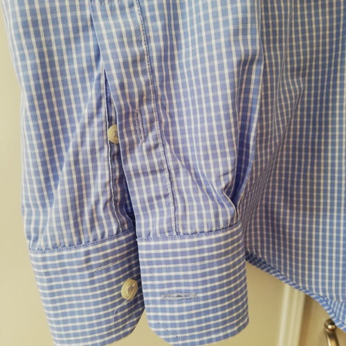 Oxford Company men's shirt used, checkered white-blue, size 41