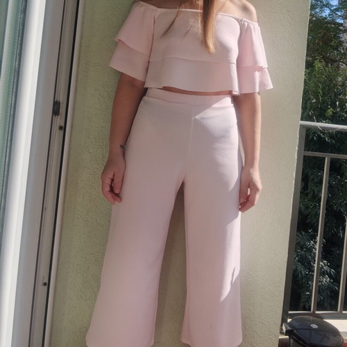 Boohoo women's two-piece suit, delicate pink