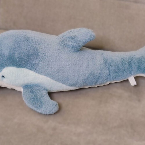 Large plush dolphin 65cm like new, blue and gray