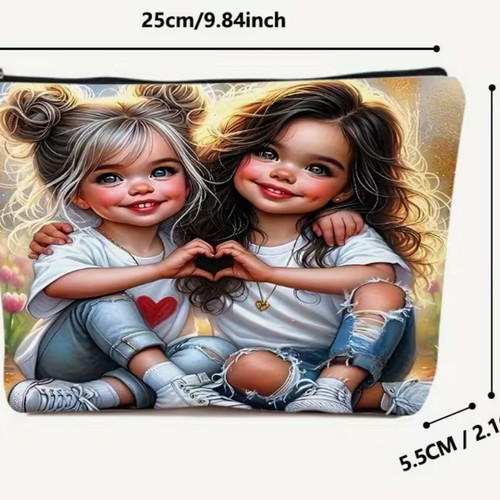 Toiletry bag with two cute girls new