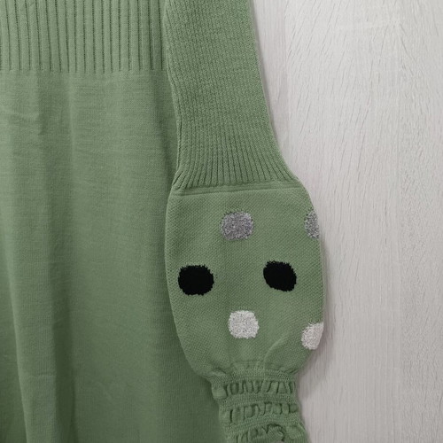 Knitted dress with unique sleeve, green, size M