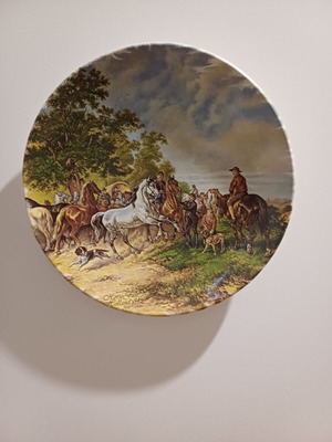 Vintage collectible porcelain plate Horse Fair Holland 1842 used