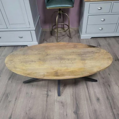 Oak coffee table with metal legs new