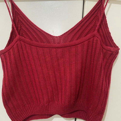 Red ribbed knit crop top like new, size S