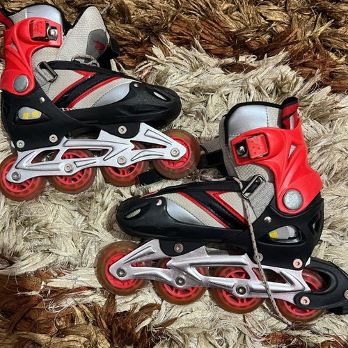 Rollerblades unisex adjustable size 33-36 used, black red gray