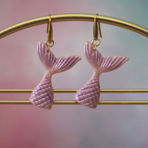 Mermaid Tail Earrings new, pink and light purple