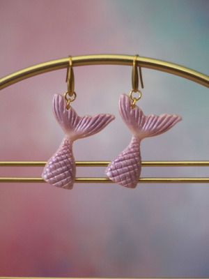 Mermaid Tail Earrings new, pink and light purple