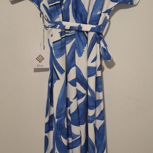 Jumpsuit one size, new, white and blue with belt